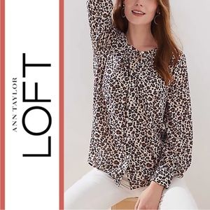 LOFT leopard print blouse. Size SP. long sleeve.